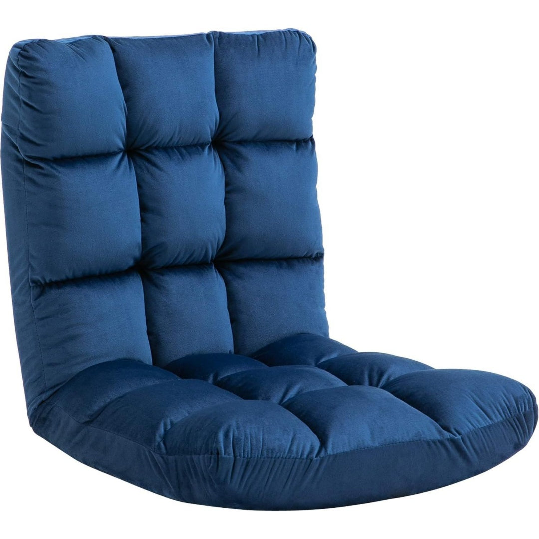 poltrone relax et chaise longue blu velluto per letto con cuscini