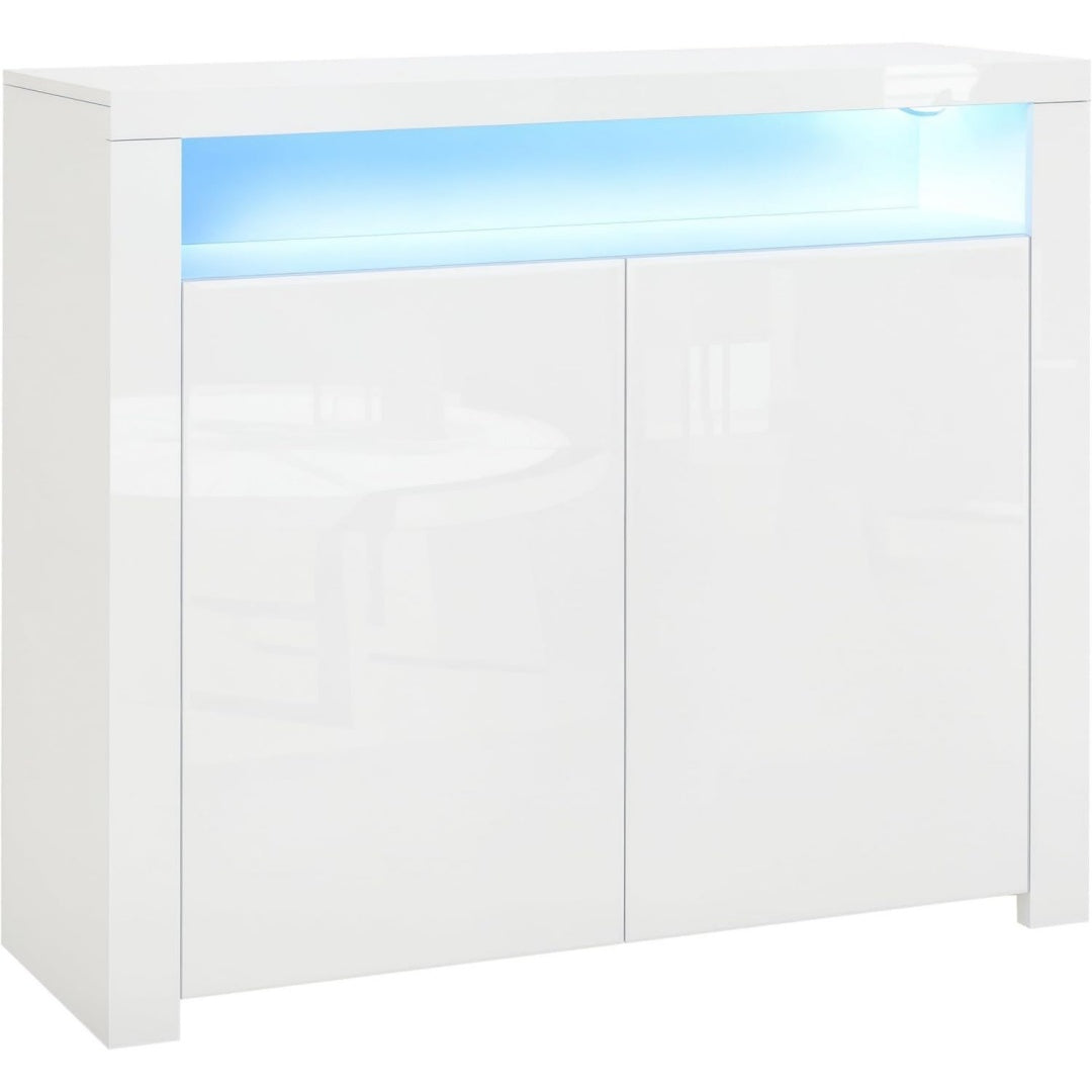 mobiletti bianco per letto illuminato a led