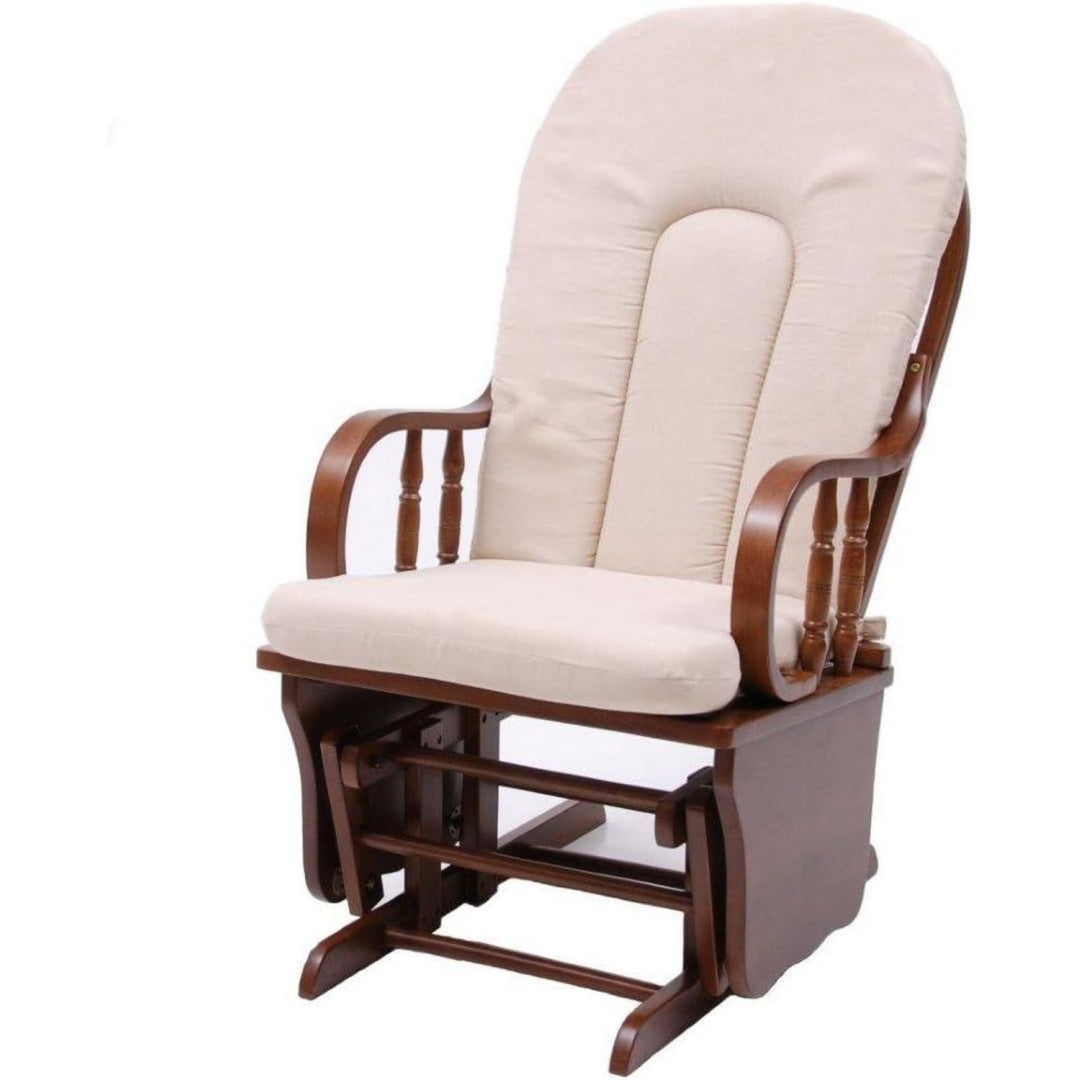 sedie a dondolo beige legno massello imbottito con cuscini